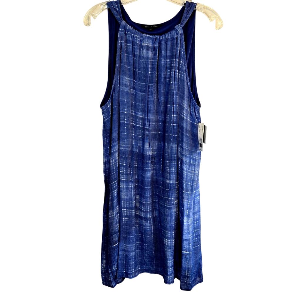 NWT Zac & Rachel Women's Dress Large L Blue Sleeveless Sun Misses Size 12 14 New